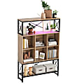 Bestier 65"H 5-Shelf/6-Cube Bookcase With LED Light, Pinewood 1 thumbnail image