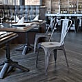 Flash Furniture Commercial Distressed Stackable Chair, Silver Gray