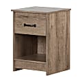 South Shore Tassio 1-Drawer Nightstand, 24-7/8"H x 17-5/8"W x 17"D, Weathered Oak 1 thumbnail image