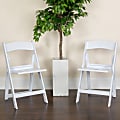 Flash Furniture HERCULES Series 1000-lb Capacity Resin Folding Chairs With Slatted Seats, White, Set Of 2 Chairs