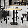 Flash Furniture Laminate Square Table Top With Round Bar-Height Base, 43-1/8"H x 42"W x 42"D, Natural/Black 1 thumbnail image