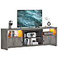 Bestier LED TV Stand For 75" TVs With Storage Cabinets And Adjustable Shelf, 23-5/8"H x 70-7/8"W x 13-3/4"D, Gray Wash