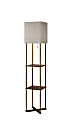 Adesso® Harrison Shelf Floor Lamp, 62-1/4"H, Natural Shade/Antique Brass Base