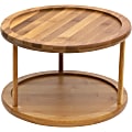Lipper Bamboo Turntable, 2-Tier - 6 x Utensil - 2 Tier(s) - 6.9" Height x 10" Width x 10" DepthCounter - Rotate, Hand Wash, Sturdy - Natural - Bamboo