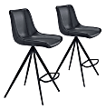 Zuo Modern Aki Counter Chairs, Black, Set Of 2 Chairs