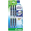 Pilot® "Bottle to Pen" B2P Retractable Gel Pens, Fine Point, 0.7 mm, 89% Recycled, Translucent Blue Barrel, Black Ink, Pack Of 3