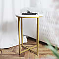 Flash Furniture End Table, 24"H x 15-3/4"W x 15-3/4"D, White/Gold