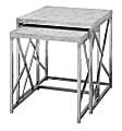 Monarch Specialties Lauren Nesting Tables, 21-1/4"H x 19-3/4"W x 19-3/4"D, Gray Cement/Chrome, Set Of 2 Tables 1 thumbnail image