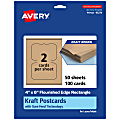 Avery® Printable Postcards With Sure Feed® Technology, 95274-KMC50, Rectangle Flourished Edge, 4" x 6", Kraft Brown, Pack Of 100 1 thumbnail image