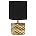 Simple Designs Petite Hammered Square Table Lamp, 11-13/16"H, Black/Gold