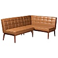 Baxton Studio Sanford 2-Piece Dining Nook Banquette Set, Tan/Walnut