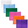JAM Paper® Letter Booklet Plastic Envelopes, 9-3/4" x 13", Elastic Closure, Assorted Colors, Pack Of 6 Envelopes