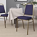 Flash Furniture HERCULES Series Trapezoidal-Back Stacking Banquet Chair With 2-1/2" Thick Seat, Navy Pattern/Gold 1 thumbnail image