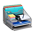 Mind Reader Desktop Vertical Paper Tray Organizer, 9-1/2” H x 11-1/2” W x 12-1/2” D, Silver 1 thumbnail image