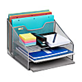 Mind Reader Desktop Vertical Paper Tray Organizer, 9-1/2” H x 11-1/2” W x 12-1/2” D, Silver