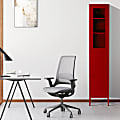 Glamour Home Aviva 14"W 6-Shelf Metal Cabinet With Doors, Red 1 thumbnail image