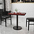 Flash Furniture Rectangular Laminate Table Top With Round Table Height Base, 31-3/16”H x 24”W x 30”D, Mahogany
