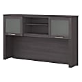 Bush Furniture 60"W Hutch For L-Shaped Desk, Storm Gray, Standard Delivery