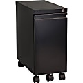 Lorell® 5th Wheel Slim 20"D Vertical 1-Drawer Pedestal Cabinet, Metal, Black