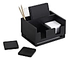 Realspace® Acadia Wood/Metal Desktop Organizer With Coasters, 8-3/4" x 7", Black