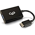 C2G HDMI to VGA Adapter Converter Dongle with Stereo Audio M/F - Black - HDMI/VGA/Mini-phone for Audio/Video Device, Monitor, Notebook - 8" - 1 x HDMI Male Digital Audio/Video - 1 x HD-15 Female VGA, 1 x Mini-phone Female Stereo Audio - Shielding - Black