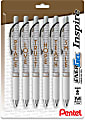 Pentel® EnerGel™ Inspire Pens, Medium Point, 0.7 mm, White Barrel, Black Ink, Pack Of 6 Pens