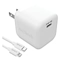 Naztech 30-Watt Power Delivery Wall Charger For USB-C And Apple Lightning Devices, White, HPL15544