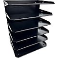 Huron Horizontal Slots Desk Organizer - 6 Compartment(s) - Horizontal - 15" x 8.75"x 12" Depth - Durable, Label Holder - Black - Steel - 1 Each 1 thumbnail image