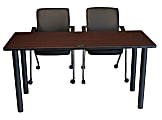 Boss 3-Piece 36"W Training Table And Chairs Set, Mahogany/Black