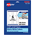 Avery® Print-To-The-Edge TrueBlock® Labels With Sure Feed®, 94109-TWMP100, Square, 2-3/4" x 2-3/4", Matte White, Pack Of 600 1 thumbnail image