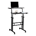 Mind Reader Mobile 21.25"W Height Adjustable Mobile Sit/Stand Desk, Black