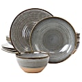 Gibson Elite 12-Piece Dreamweaver Round Earthenware Dinnerware Set, Gray 1 thumbnail image