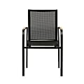 Eurostyle Tristan Outdoor Furniture Stackable Armchairs, Anthracite/Black, Set Of 2 Chairs