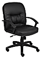 Boss Office Products Overstuffed Ergonomic Vinyl Mid-Back Chair, Black 1 thumbnail image