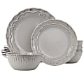 Modern Southern Home Capri 12-Piece Round Stoneware Dinnerware Set, Gray 1 thumbnail image