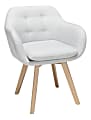 OFM 161 Collection Mid Century Modern Tufted Accent Chairs With Arms, Light Gray/Beechwood, Set Of 2