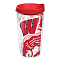Tervis Genuine NCAA Tumbler With Lid, Wisconsin Badgers, 16 Oz, Clear