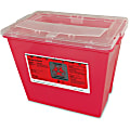 Impact 2-gallon Sharps Container - 2 gal Capacity - Rectangular - Puncture Resistant, Handle - 9.2" Height x 7.9" Width - Red, Translucent - 30 / Carton