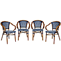 Flash Furniture 4 Pack Bordeaux Indoor/Outdoor Commercial Bistro Stacking Chair with Arms, Navy & White/Natural Frame -4SDAS642142NVWN 1 thumbnail image