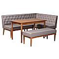 Baxton Studio Riordan 4-Piece Dining Nook Set, Gray/Walnut