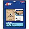 Avery® Print-To-The-Edge Flat Cards With Sure Feed® Technology, 4"x6" Oval, Kraft Brown, Pack Of 50 1 thumbnail image