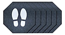 M+A Matting Stick-And-Stand Social Distancing Floor Mat Signs, Stop Sign/Footprint, 17", Charcoal/White, Pack Of 6 Mats 1 thumbnail image