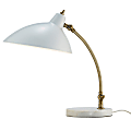 Adesso® Peggy Desk Lamp, 18"H, White Shade/Antique Brass and White Base
