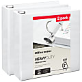 Office Depot® Heavy-Duty View 3-Ring Binder, 3" D-Rings, White, 49% Recycled, Pack Of 2