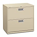 HON® 600 30"W x 18"D Lateral 2-Drawer File Cabinet With Lock, Putty 1 thumbnail image