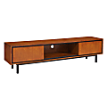 Southern Enterprises Drayton Low-Profile TV Media Stand For 62"W Flat-Screen TVs, 16"H x 64"W x 14"D, Black/Dark Sienna