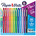 Paper Mate® Flair Porous-Point Pens, Medium Point, 0.7 mm, Assorted Ink Colors, Pack Of 12 Pens