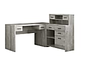 Monarch Specialties 63"W L-Shaped Corner Desk With Hutch, Gray Woodgrain