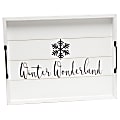 Elegant Designs Decorative Serving Tray, 2-1/4”H x 12”W x 15-1/2”D, White Wash Winter Wonderland 1 thumbnail image