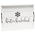 Elegant Designs Decorative Serving Tray, 2-1/4”H x 12”W x 15-1/2”D, White Wash Winter Wonderland